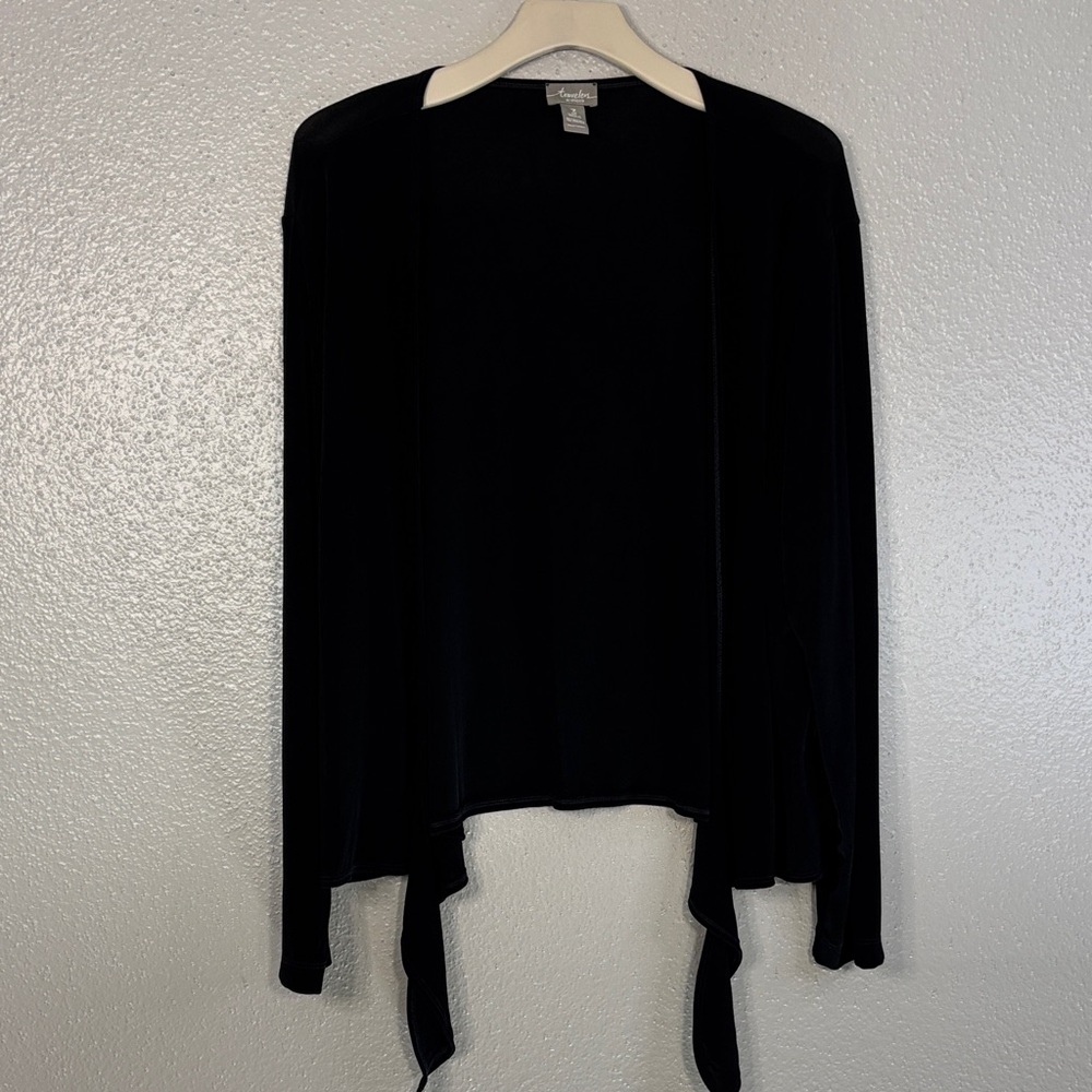 Travelers by Chico's Black Ribbed Open Cardigan